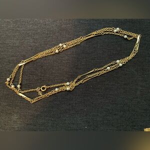 Vintage Sarah Coventry signed gold tone long necklace